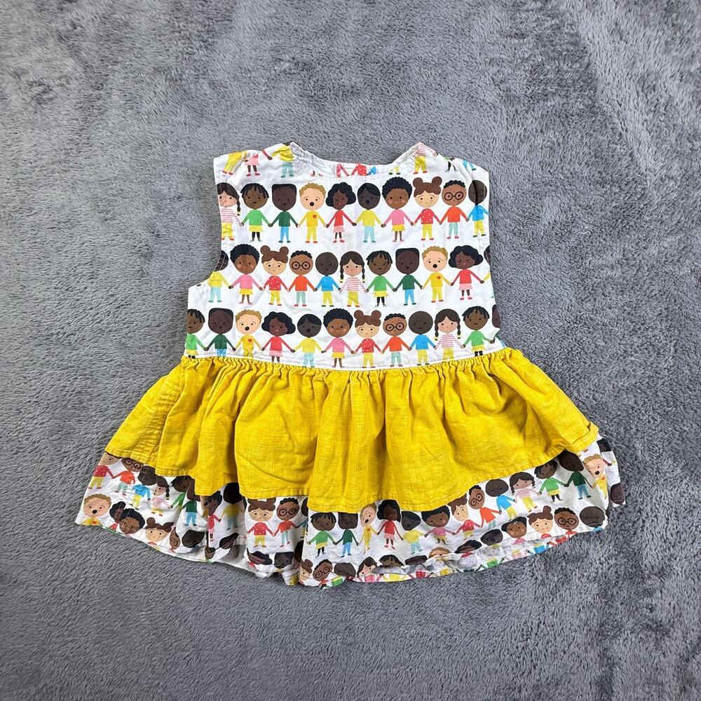 Handmade Girls Toddler Dress 2T Let's Be Friends Love Equality Yellow Ruffle